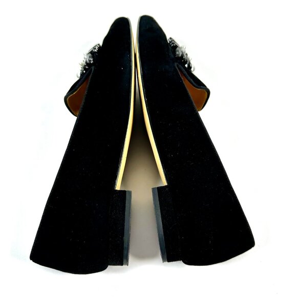 Talbots Edison Jeweled Suede Flats Black | Faux Pearl Loafers | Size 6.5 - Picture 7 of 10